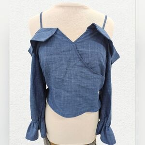 Elegant Blue Off-Shoulder Women's Top